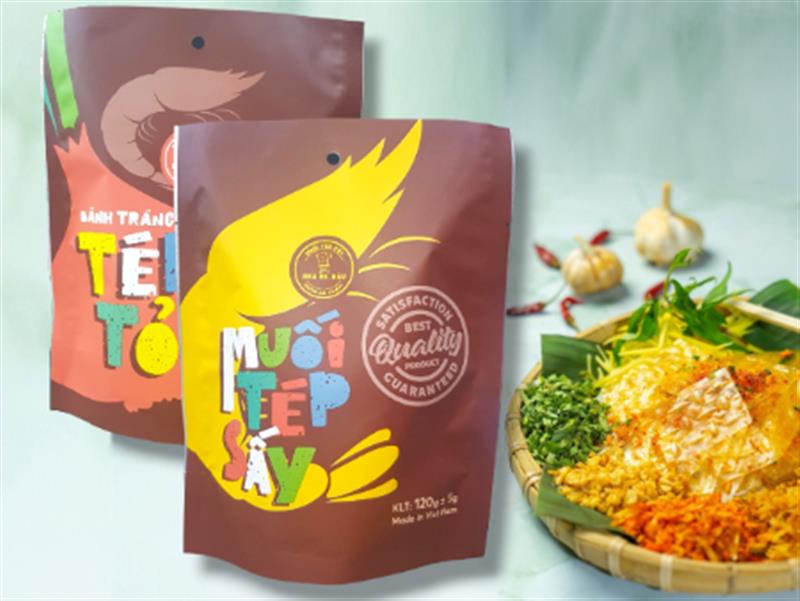 Bao bì túi đựng muối tép sấy và bánh tráng tép tỏi